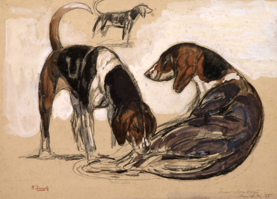 Paul JOUVE (1878-1973) - Chiens d'équipage de la duchesse d'Uzès, 1955