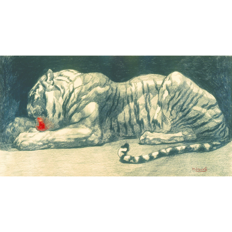 Tigre couché.