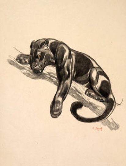 Paul JOUVE (1878-1973) - Panthère noire sur une branche, 1925