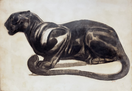 Paul JOUVE (1878-1973) - Panthère couchée. 