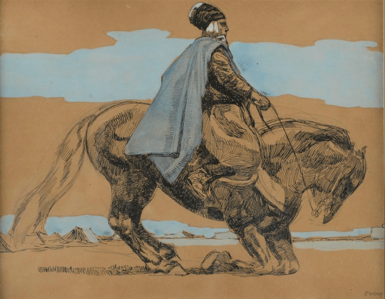 Paul JOUVE (1878-1973) - Cavalier arabe. C 1910.