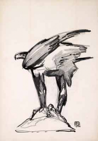 Paul JOUVE (1878-1973) - Aigle sur un rocher, 1910