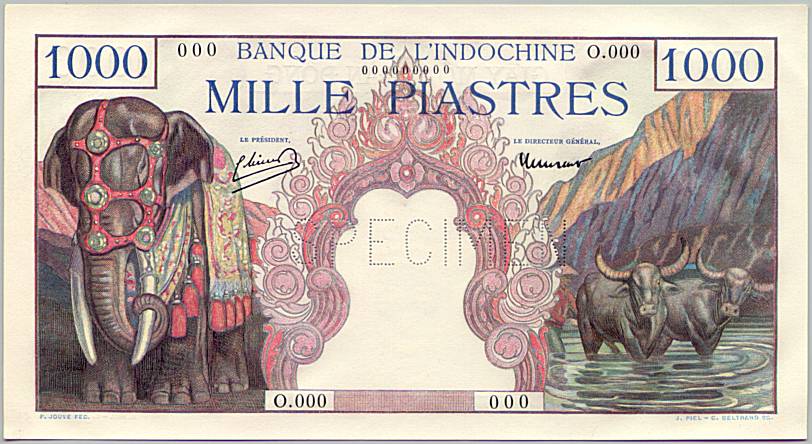 Billet de 1000 piastres. Recto, 1951