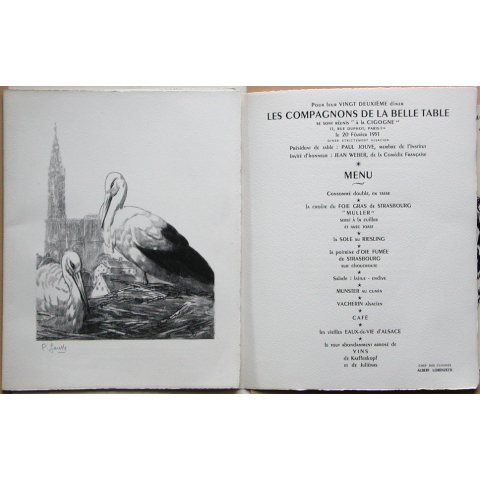 Menu des compagnons de la belle table. 1951