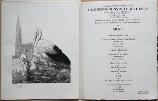 Paul JOUVE (1878-1973) - Menu des compagnons de la belle table. 1951
