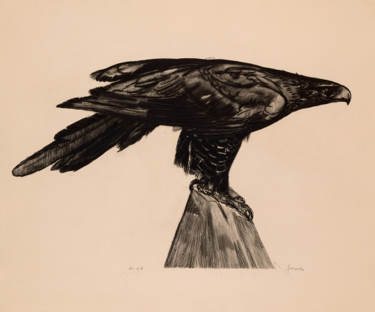Paul JOUVE (1878-1973) - Aigle sur un rocher. 1930.