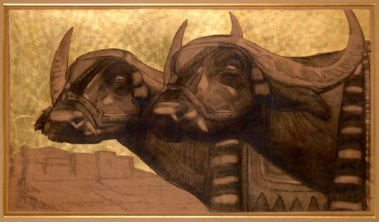 Paul JOUVE (1878-1973) - Buffles macédoniens. 1920.