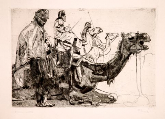Paul JOUVE (1878-1973) - Touaregs et méharis au repos, 1957.