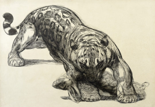 Paul JOUVE (1878-1973) - Jaguar et lièvre. 1930.