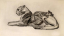 Paul JOUVE (1878-1973) - Lionne et son lionceau. Vers 1927.