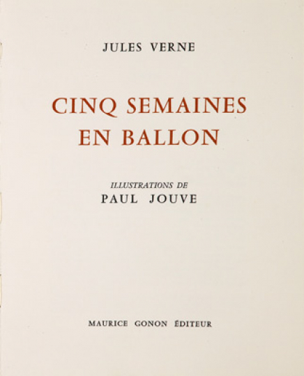 Paul JOUVE (1878-1973) - Cinq Semaines en Ballon, de Jules Verne, 1967.