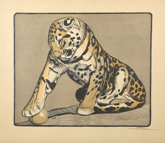 Paul JOUVE (1878-1973) - Panthère à la balle. C 1922