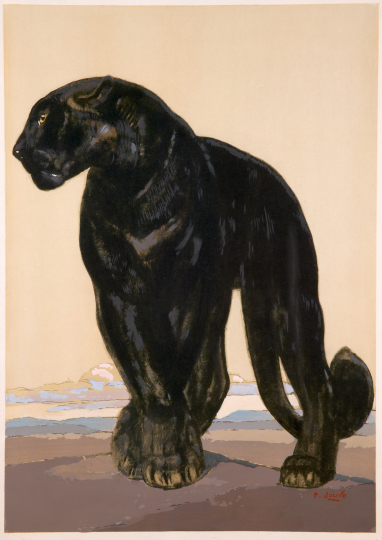 Paul JOUVE (1878-1973) - Panthère noire debout. Vers 1927.