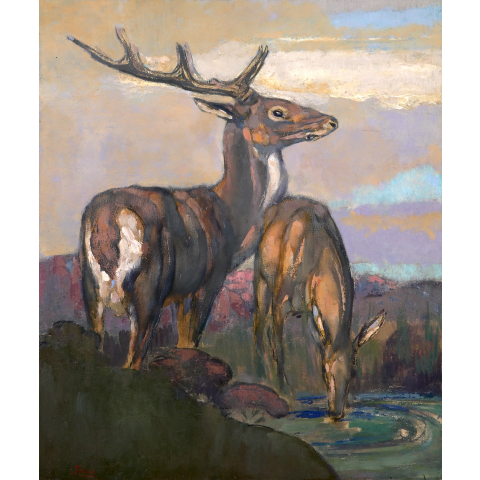 Cerf et biche, vers 1955