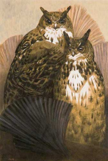 Paul JOUVE (1878-1973) - Grands ducs, vers 1928.