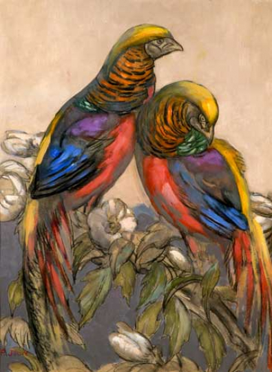 Paul JOUVE (1878-1973) - Faisans, C1955