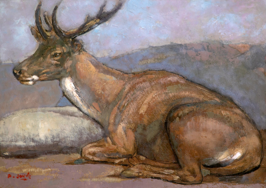 Paul JOUVE (1878-1973) - Cerf couché. Vers 1955.