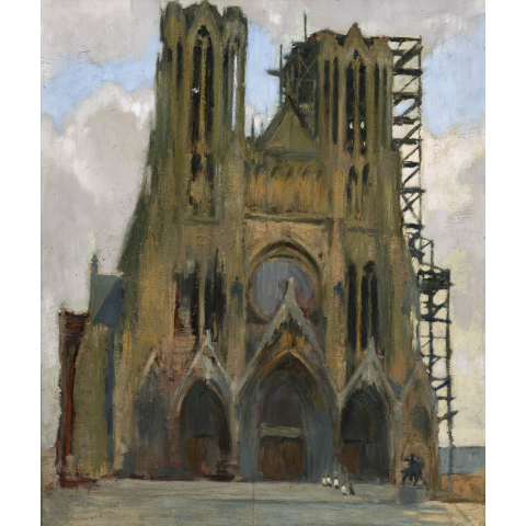 Cathédrale de Reims en travaux.