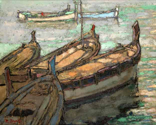 Paul JOUVE (1878-1973) - Barques à Saint Tropez. Vers 1922.