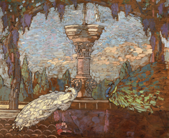 Paul JOUVE (1878-1973) - Le Jardin aux paons, Alger. Vers 1920.