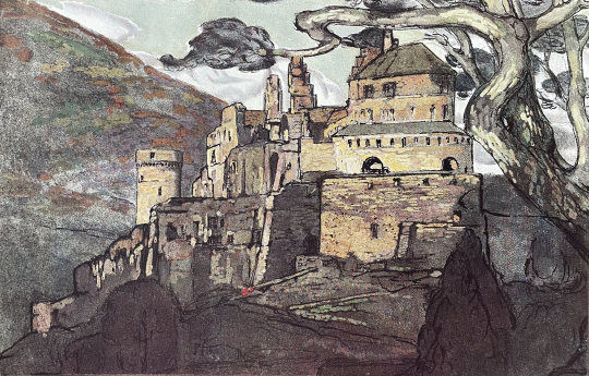 Paul JOUVE (1878-1973) - Le chateau de Vianden au Luxembourg. 1937.