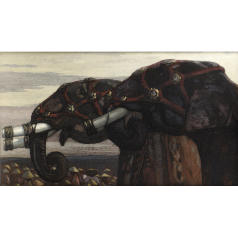 Éléphants, vers 1924.