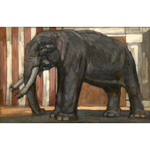 Éléphant devant le temple de Madura, 1923