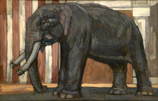 Paul JOUVE (1878-1973) - Éléphant devant le temple de Madura, 1923