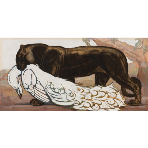 Jaguar noir et paon blanc. 1922.