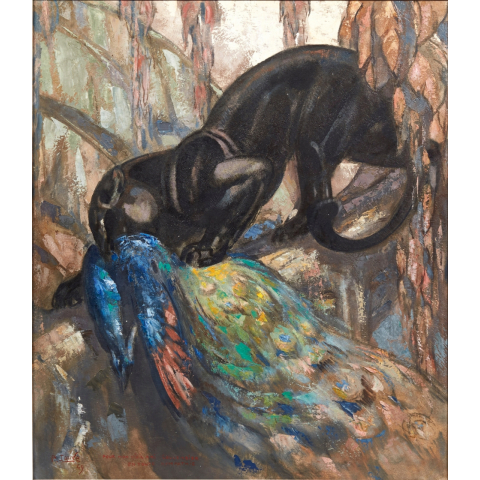 Panthère et paon. 1949