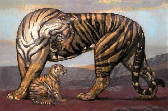 Paul JOUVE (1878-1973) - Tigre et son petit