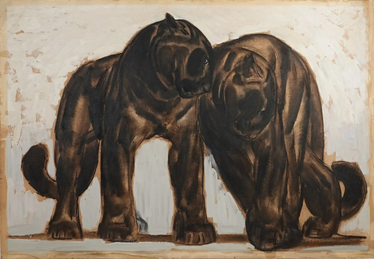 Paul JOUVE (1878-1973) - Deux panthères noires