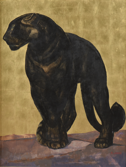 Paul JOUVE (1878-1973) - Panthère noire debout. Vers 1935.