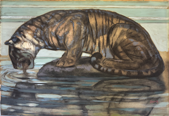 Paul JOUVE (1878-1973) - Tigre lapant l'eau. C1940.