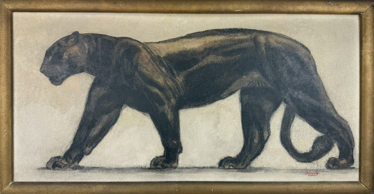 Paul JOUVE (1878-1973) - Panthère noire marchant de profil.