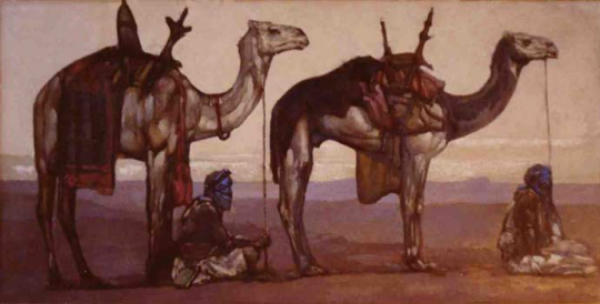 Paul JOUVE (1878-1973) - Méharis et Targuis. C1932