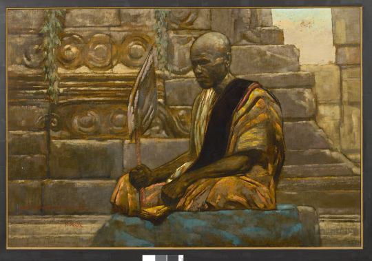 Paul JOUVE (1878-1973) - Moine boudhiste méditant, Angkor.