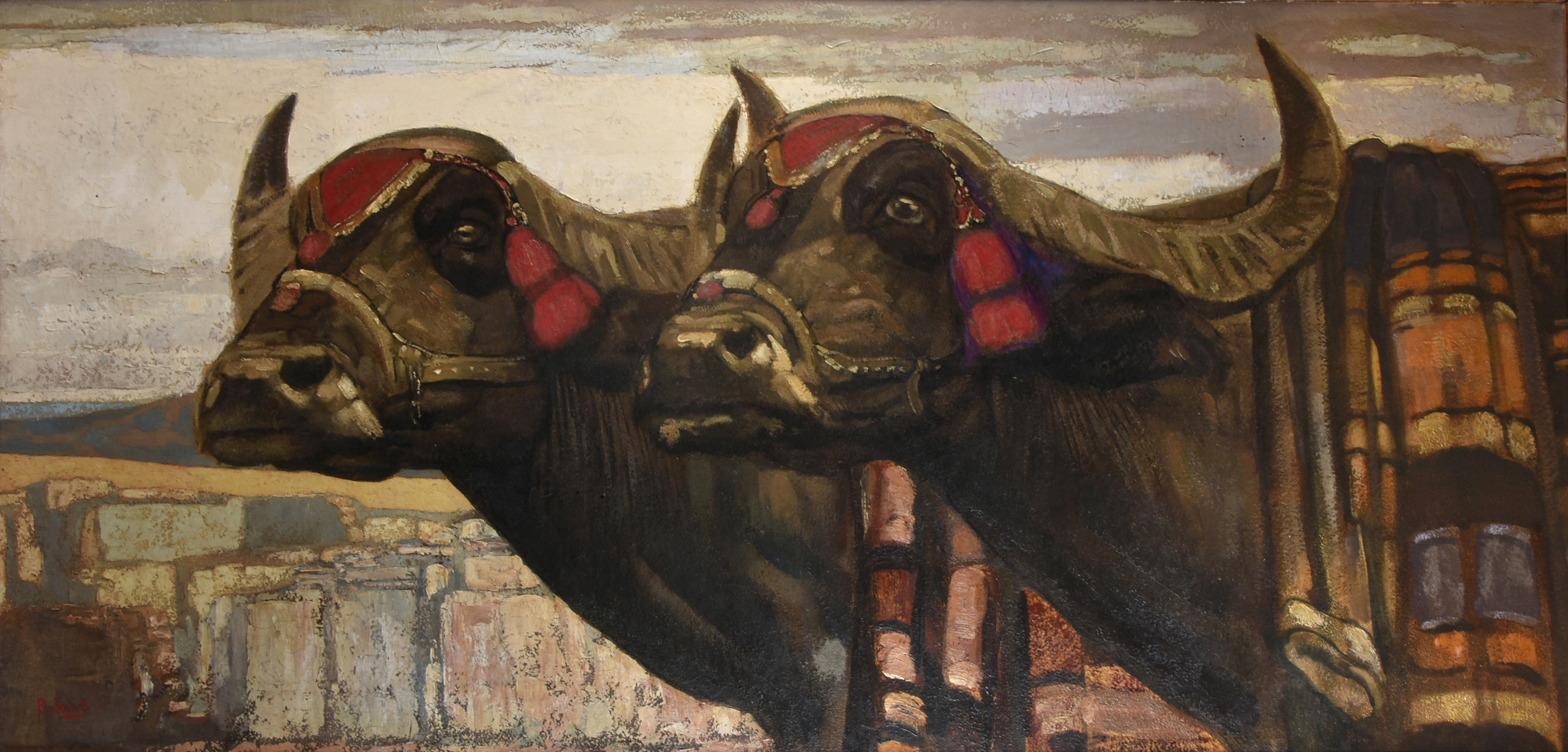 Attelage de buffles macédoniens. C 1920.