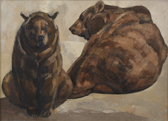 Paul JOUVE (1878-1973) - Deux ours bruns couchés, vers 1950.