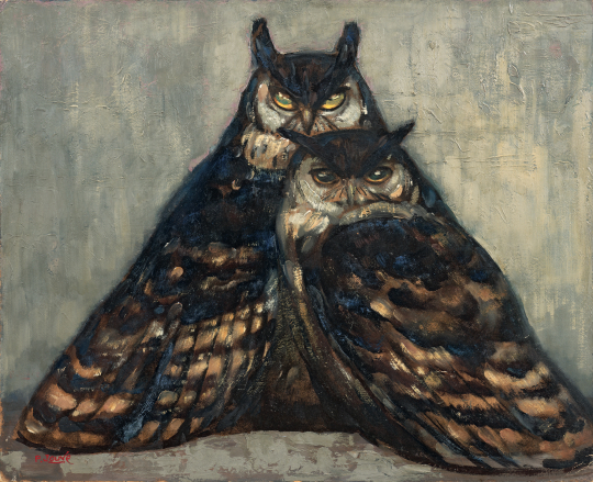 Paul JOUVE (1878-1973) - Couple de grands ducs,  C 1927.