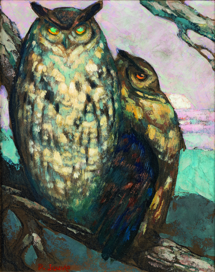 Paul JOUVE (1878-1973) - Grands ducs, face et profil. C 1930.