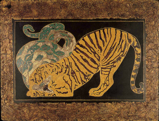 Paul JOUVE (1878-1973) - Fight between a tiger and a python, 1927