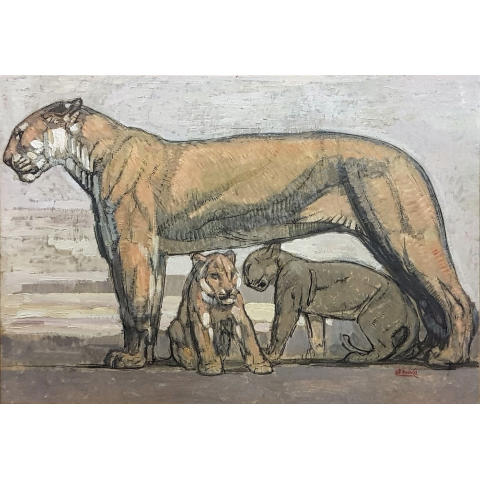 Lionne et lionceaux.