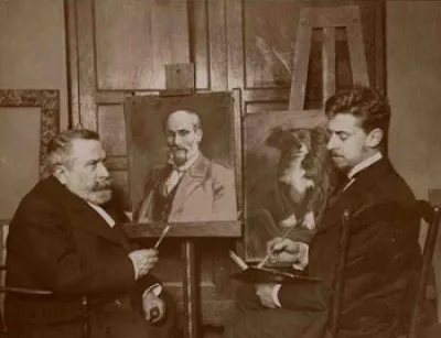 Paul Jouve and his father Auguste.
In Auguste Jouve's studio.