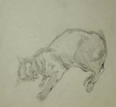 Paul Jouve's cat.
Pencil drawing, circa 1894.