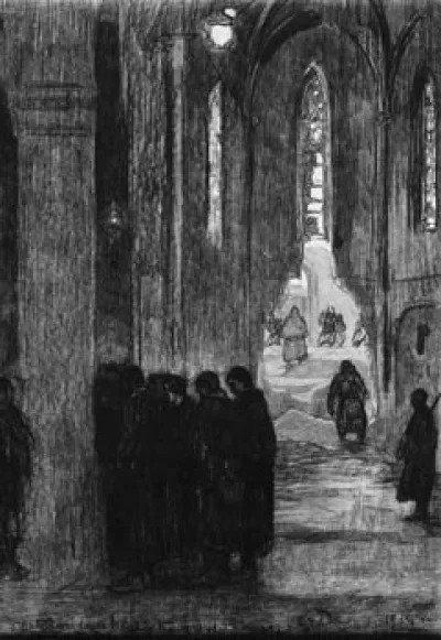 Church of Mareuil pierced by shells.
Pencil, December 24, 1914.