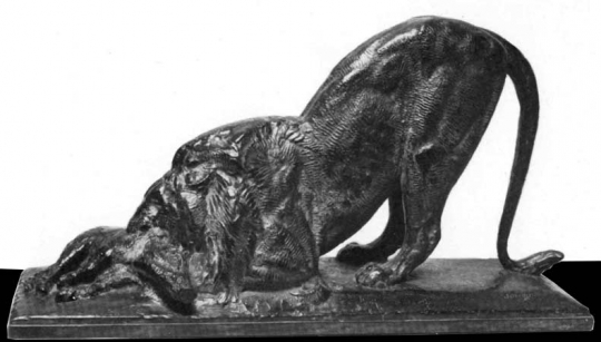 Paul JOUVE (1878-1973) - Lion devouring a young wild boar, C 1935.