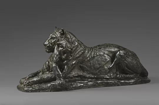 Paul JOUVE (1878-1973) - Lionne et son lionceau. 1946.