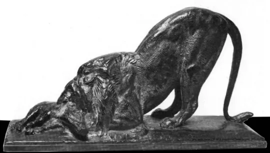 Paul JOUVE (1878-1973) - Lion dévorant un marcassin, C 1935.