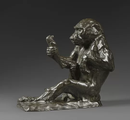 Paul JOUVE (1878-1973) - Monkey examining small statue 1905